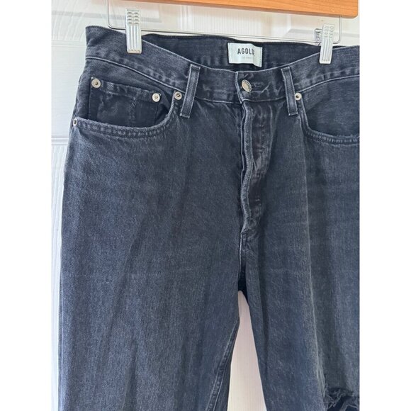 AGOLDE Lana Mid Rise Straight Leg Jeans Black Denim Womens Size 29 - Picture 12 of 16
